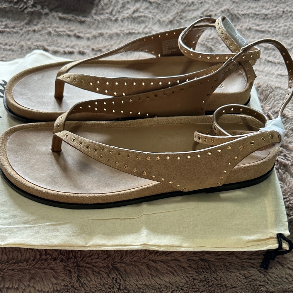 Madewell Tan Suede Ankle-Strap Thong Sandals - Picture 5 of 10